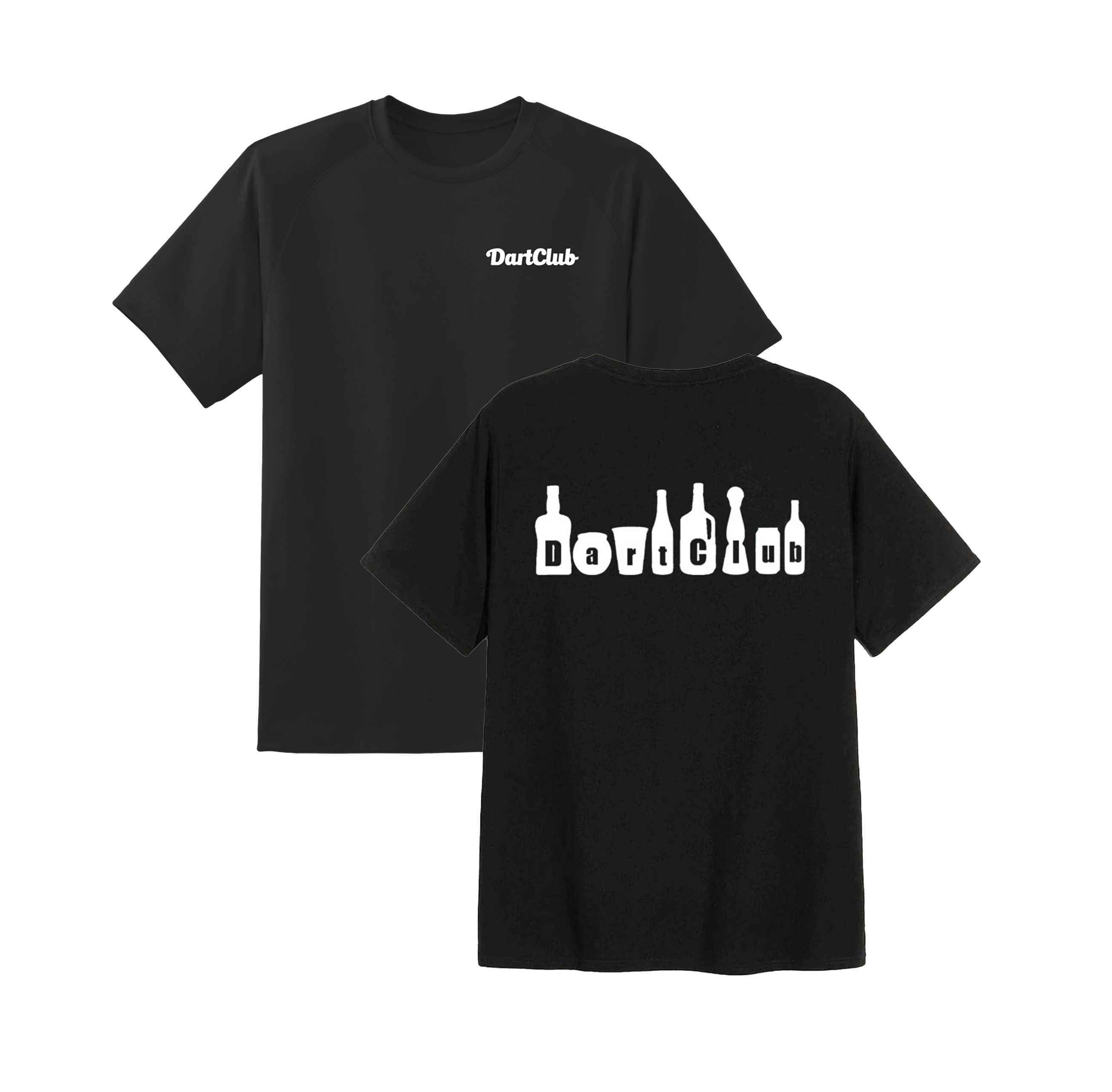 DartClub Assorted Drinks Tee in black - front view
