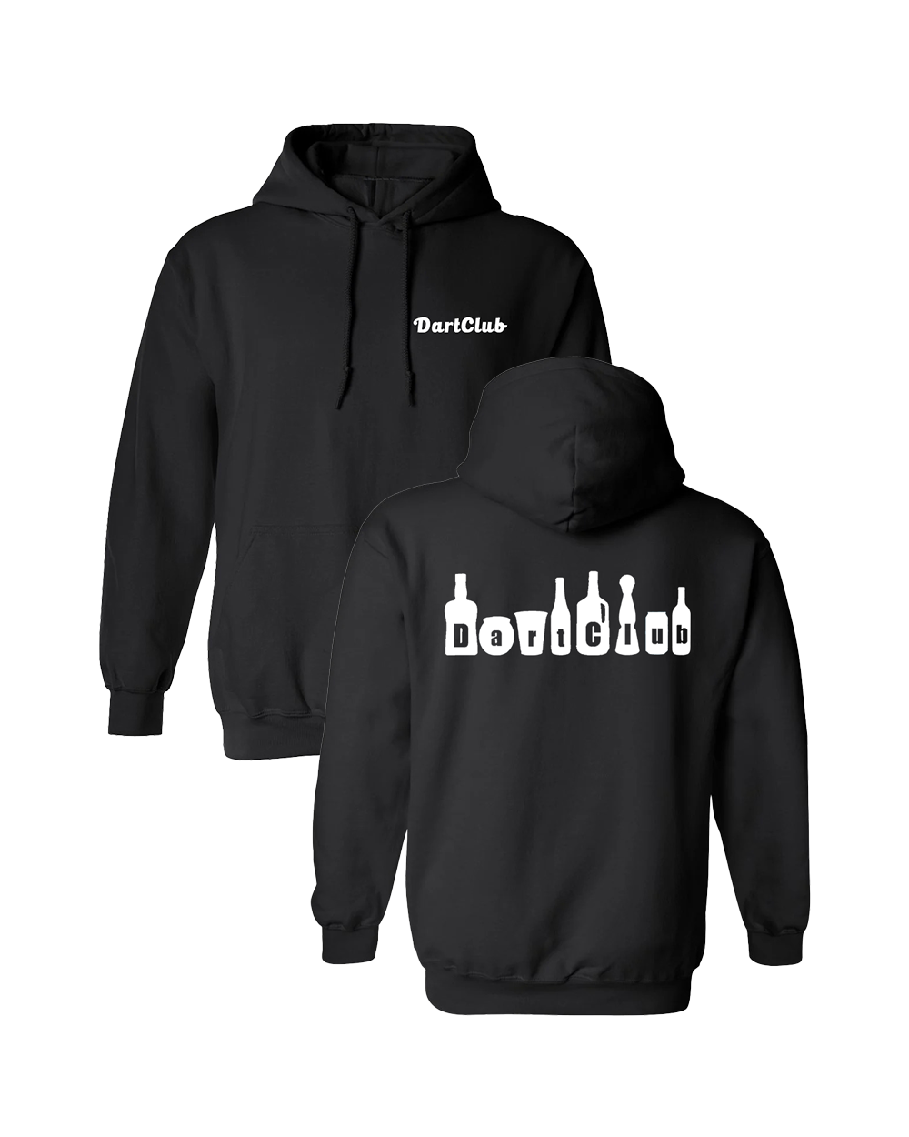 DartClub Assorted Drinks Hoodie in black - front view
