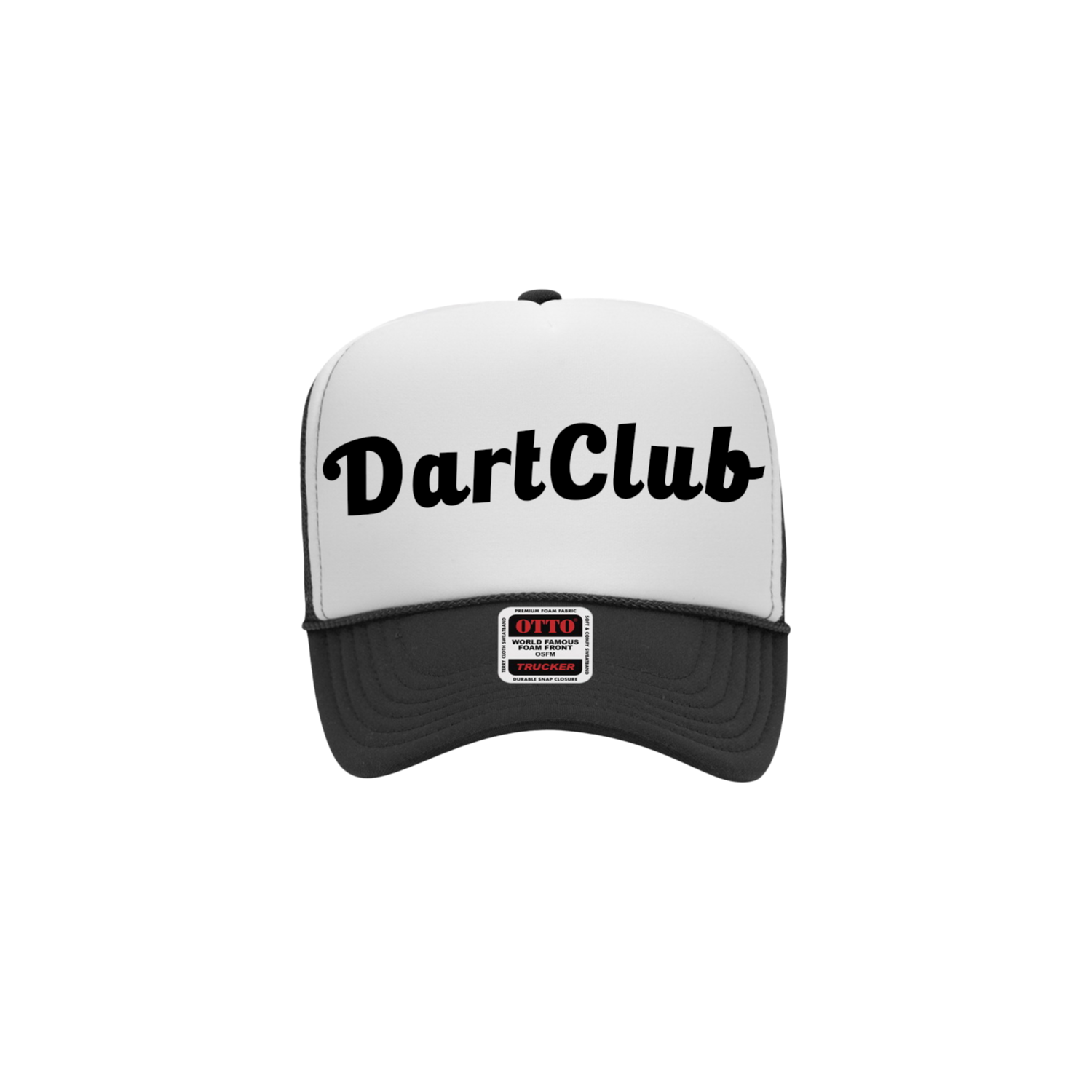 DartClub Trucker Hat in black - front view
