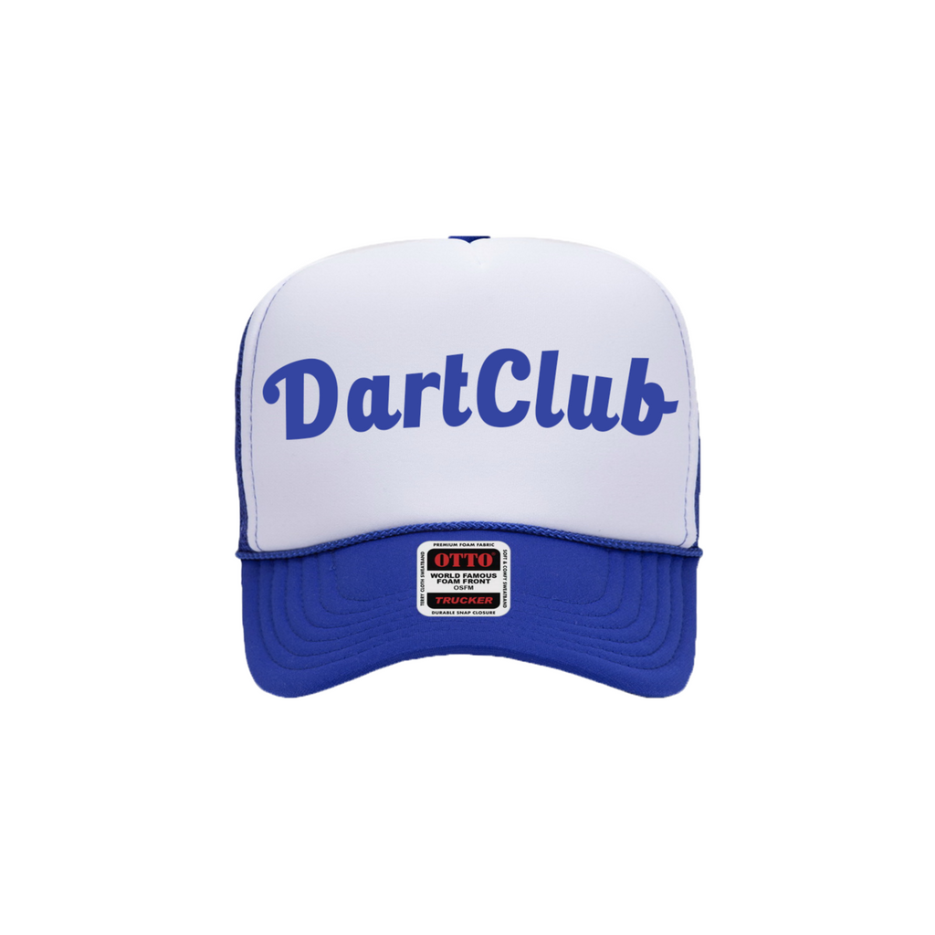 DartClub Trucker Hat in white - front view