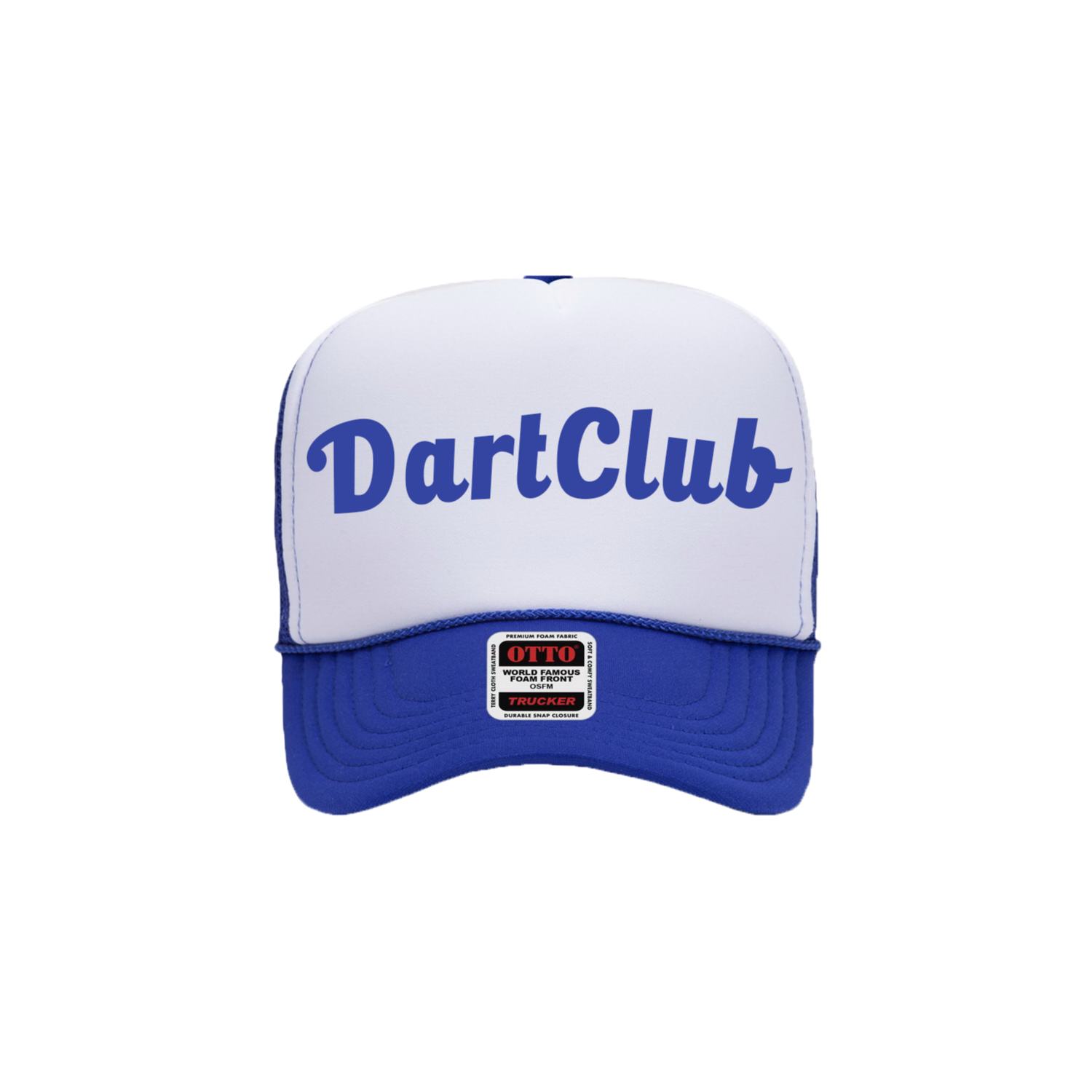 DartClub Trucker Hat in white - front view