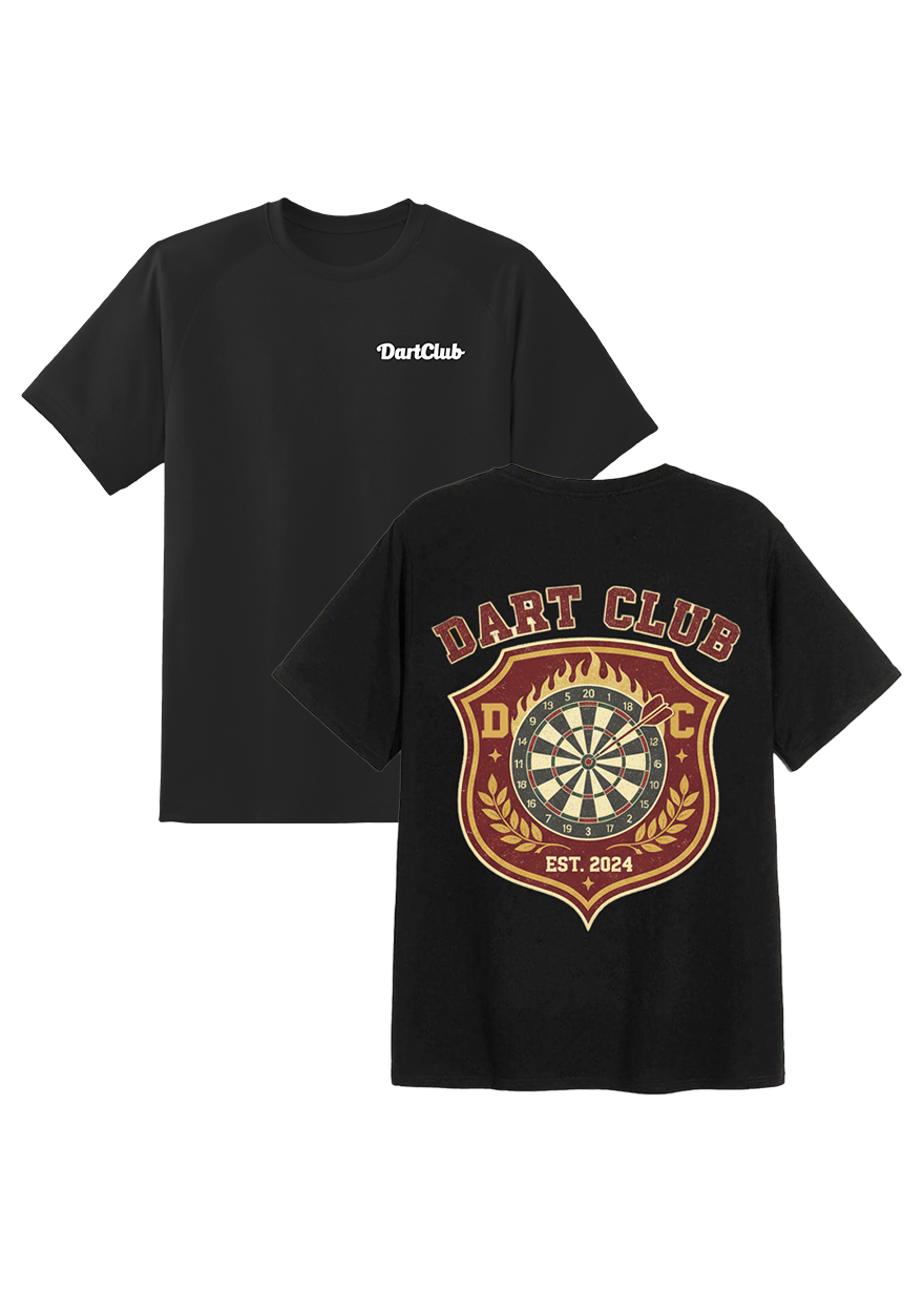 DartClub Collegiate Crest Tee in black - front view