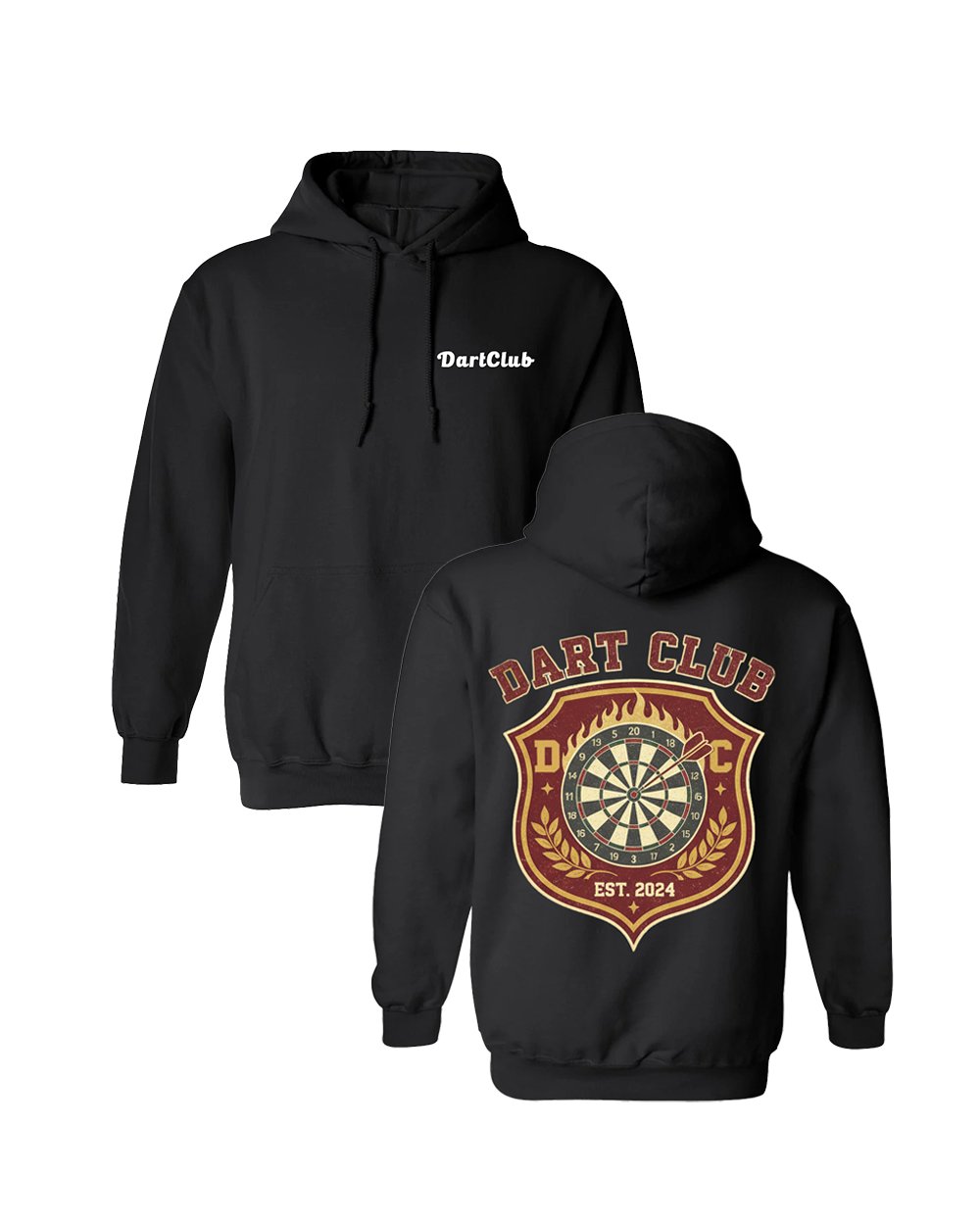 DartClub Collegiate Crest Hoodie in black - front view