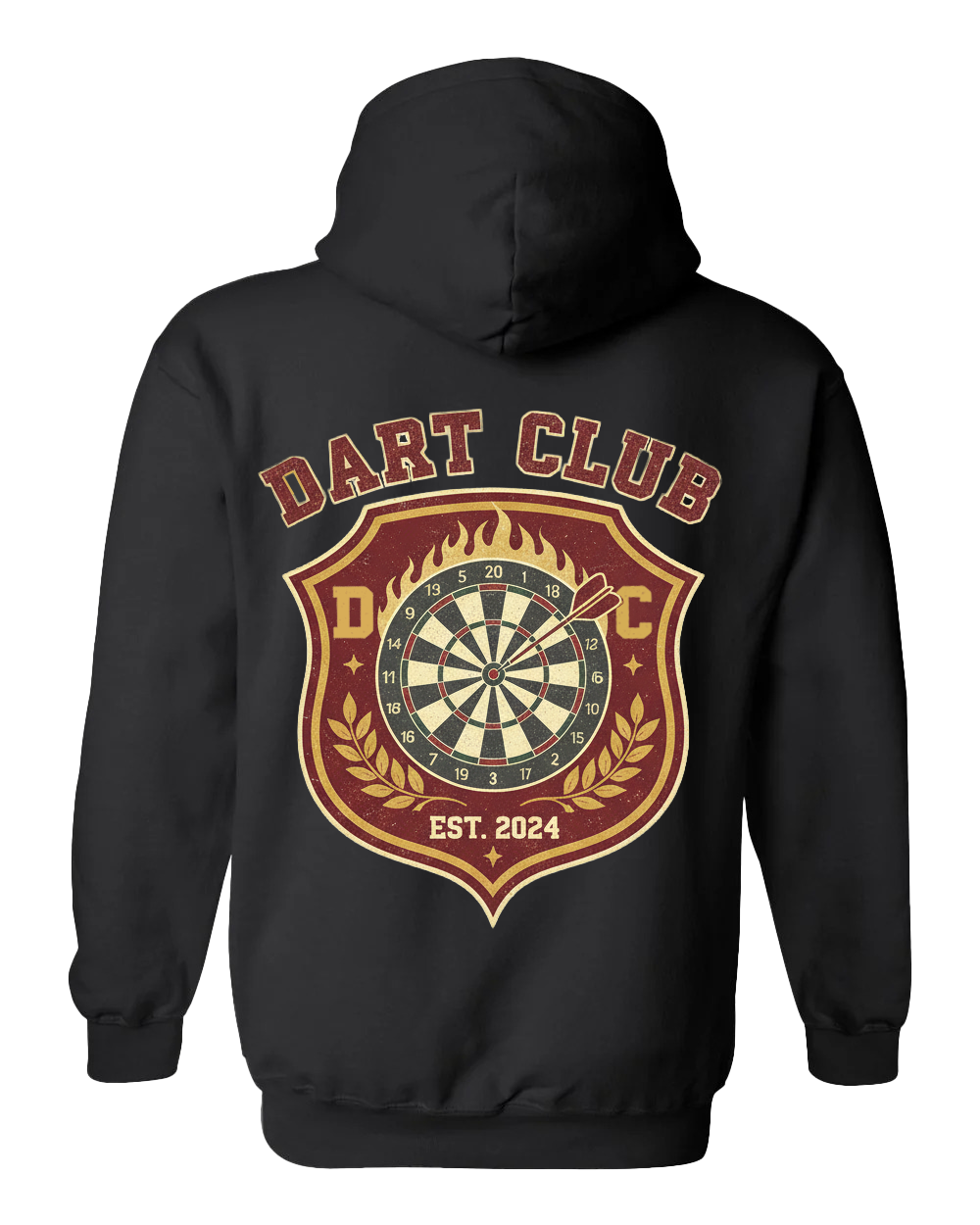 DartClub Collegiate Crest Hoodie in black - back view