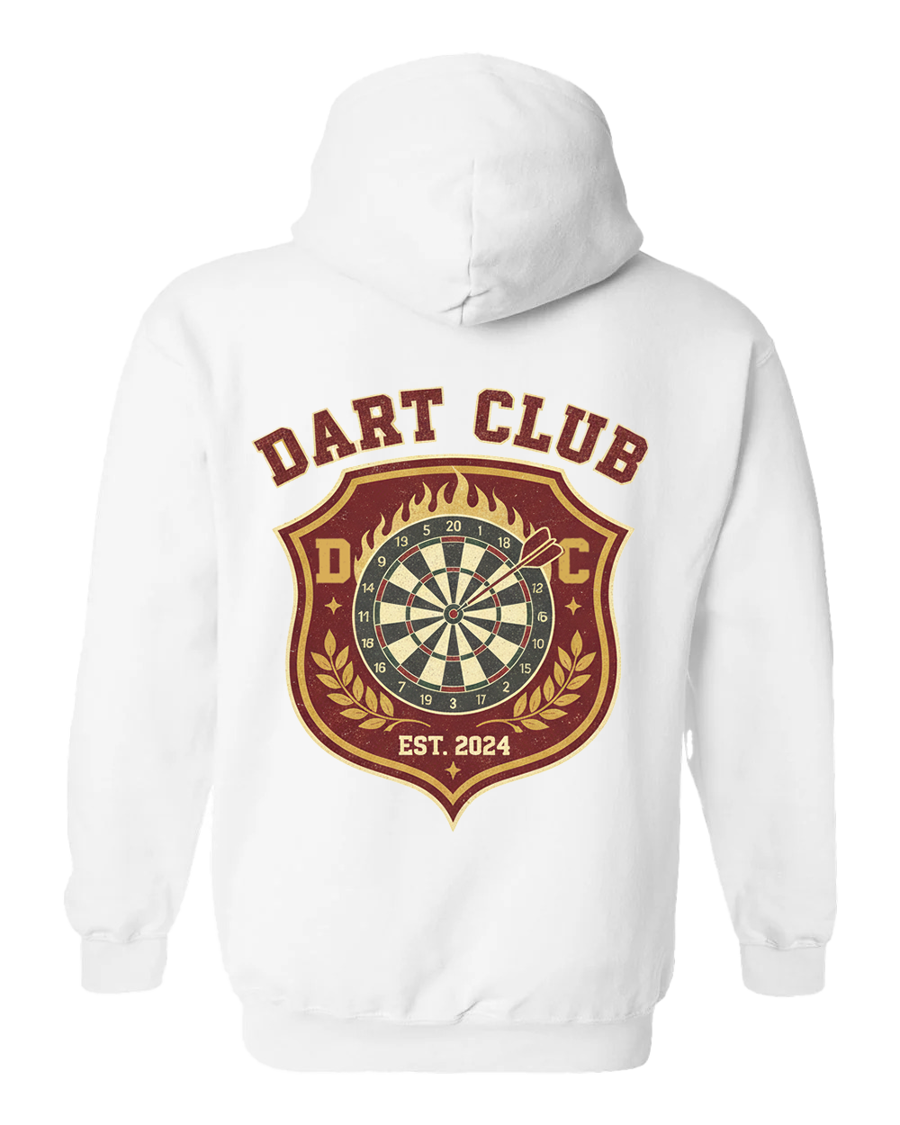 DartClub Collegiate Crest Hoodie in white - back view