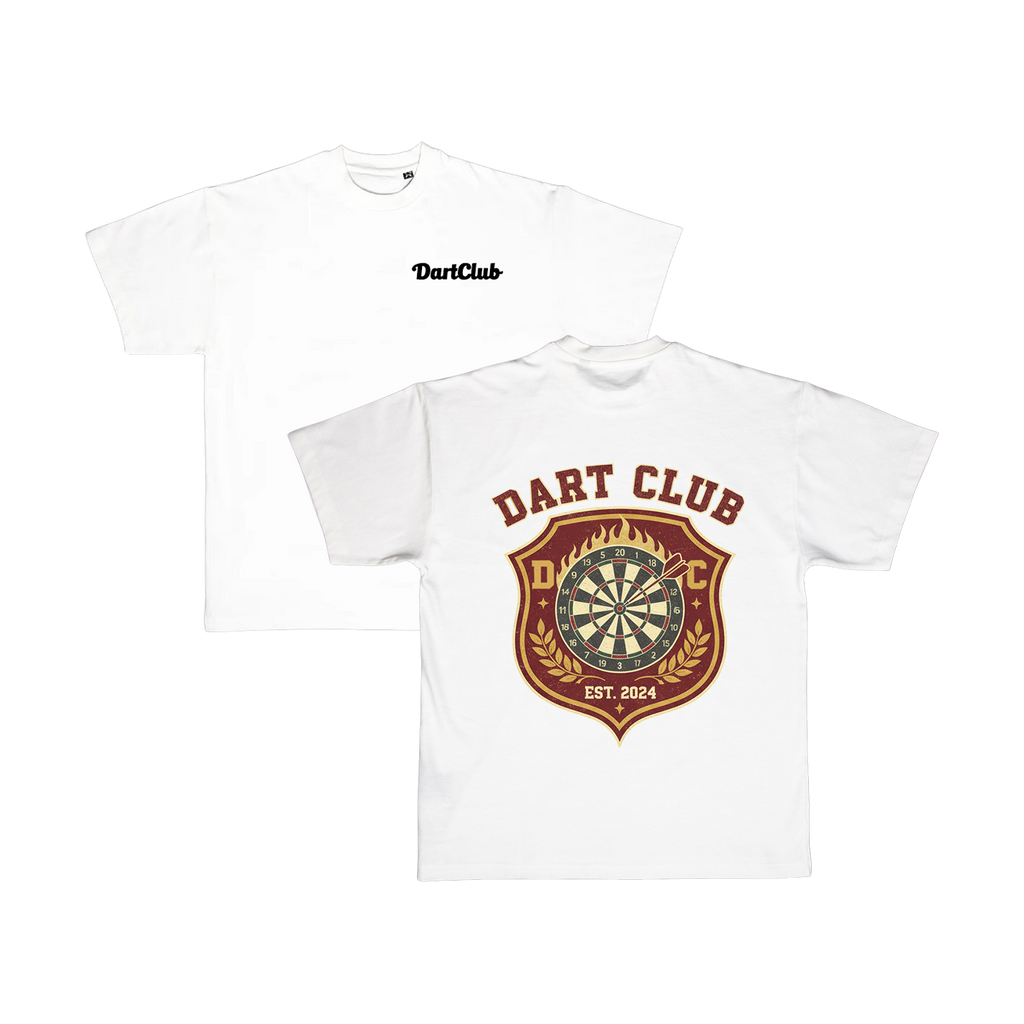 DartClub Collegiate Crest Tee in white - front view