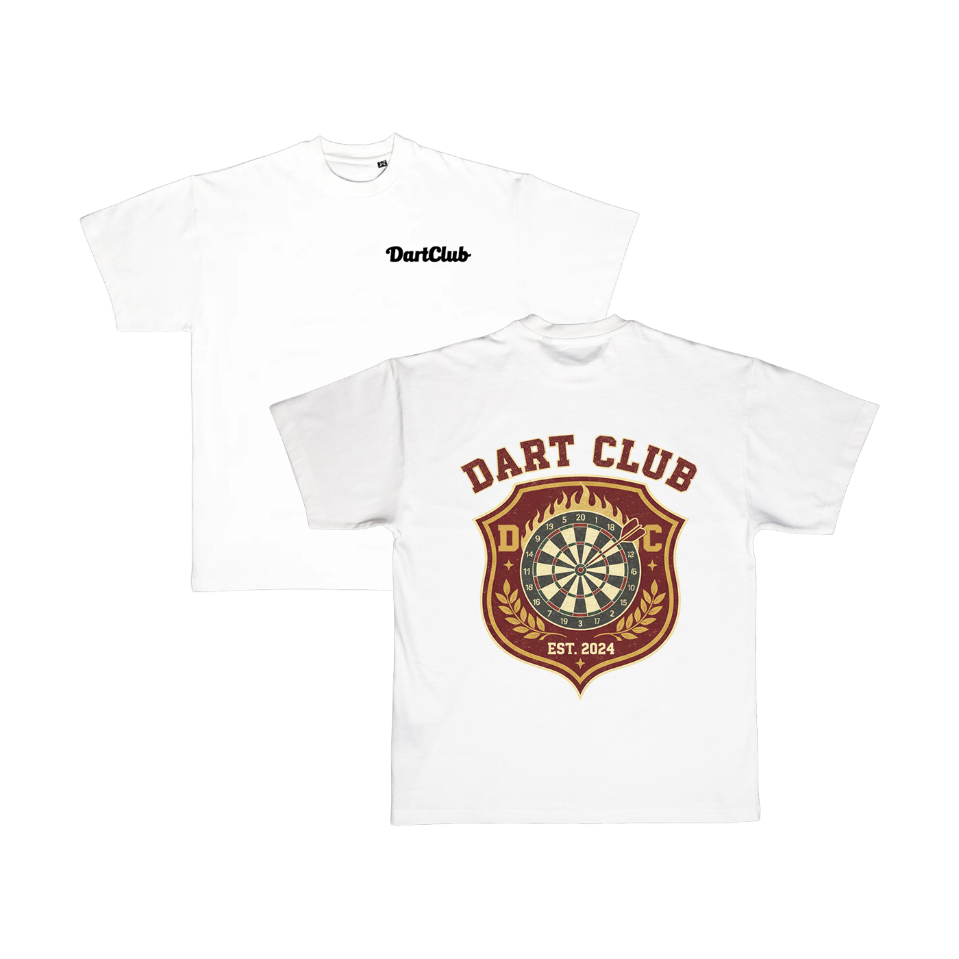 DartClub Collegiate Crest Tee in white - front view
