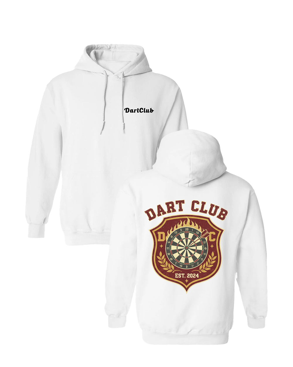 DartClub Collegiate Crest Hoodie in white - front view