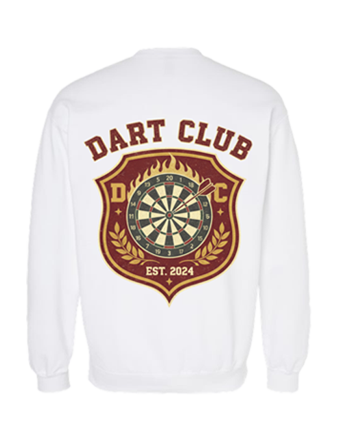 DartClub Collegiate Crest Sweatshirt in white - lifestyle shot