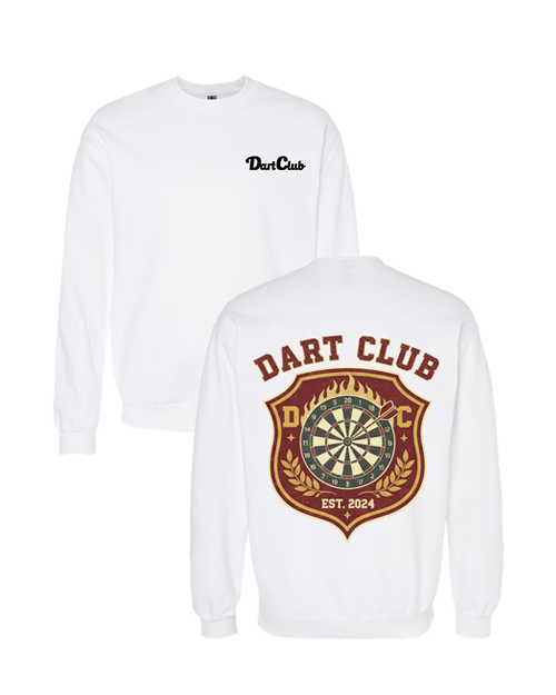 DartClub Collegiate Crest Sweatshirt in white - front view