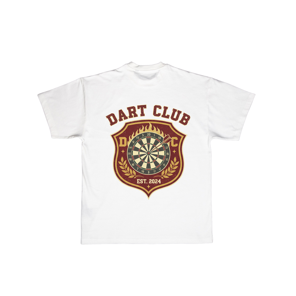 DartClub Collegiate Crest Tee in white - back view