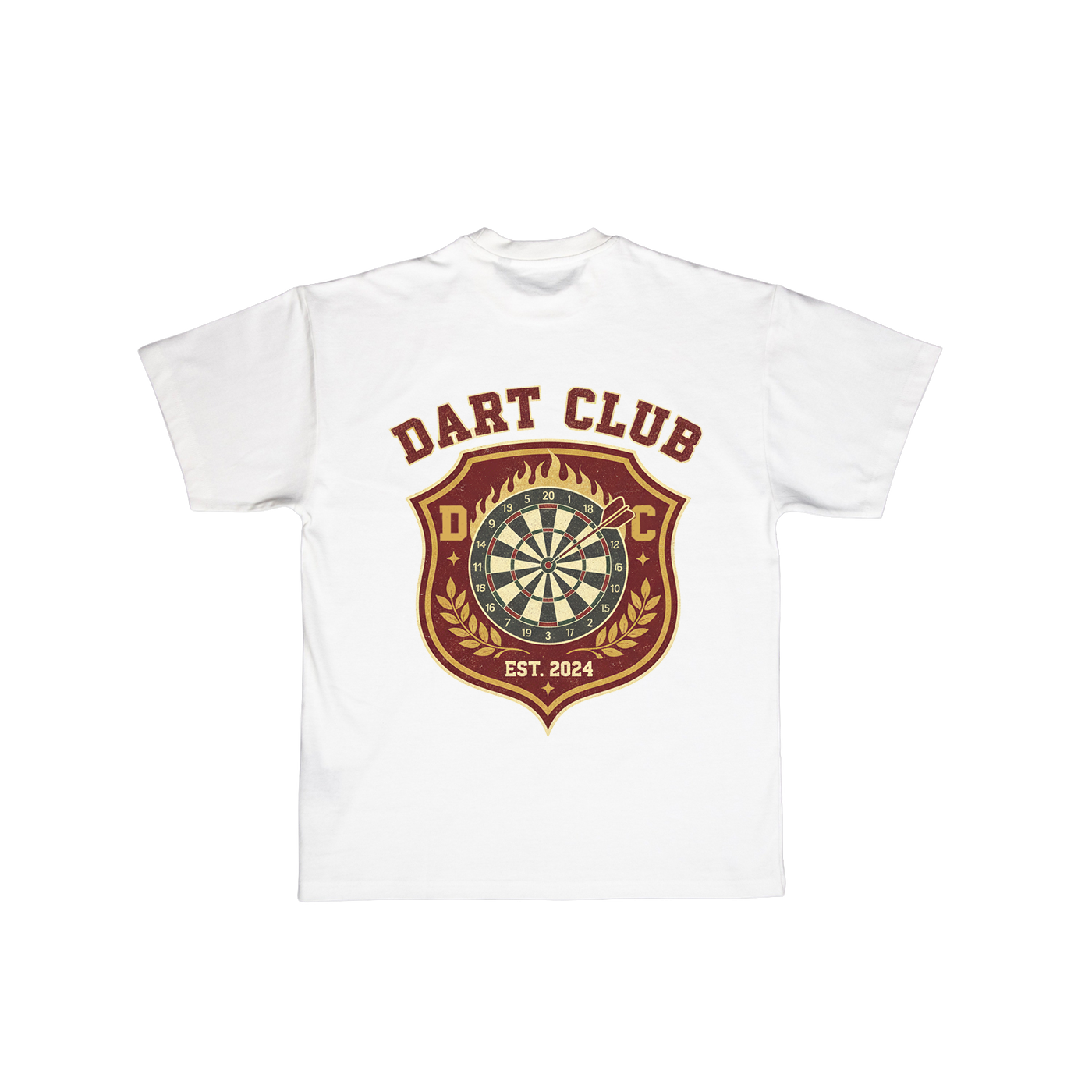 DartClub Collegiate Crest Tee in white - back view