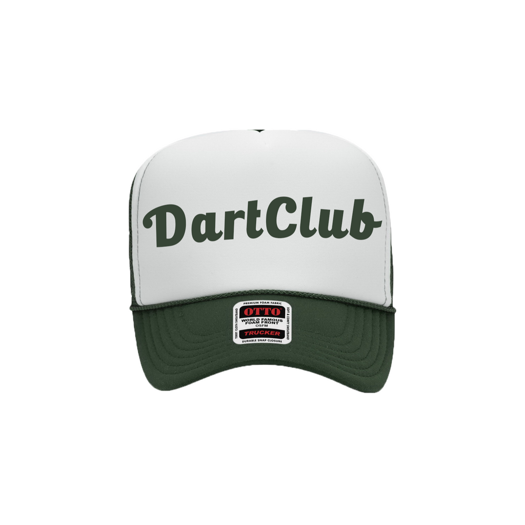 DartClub Trucker Hat in white - front view