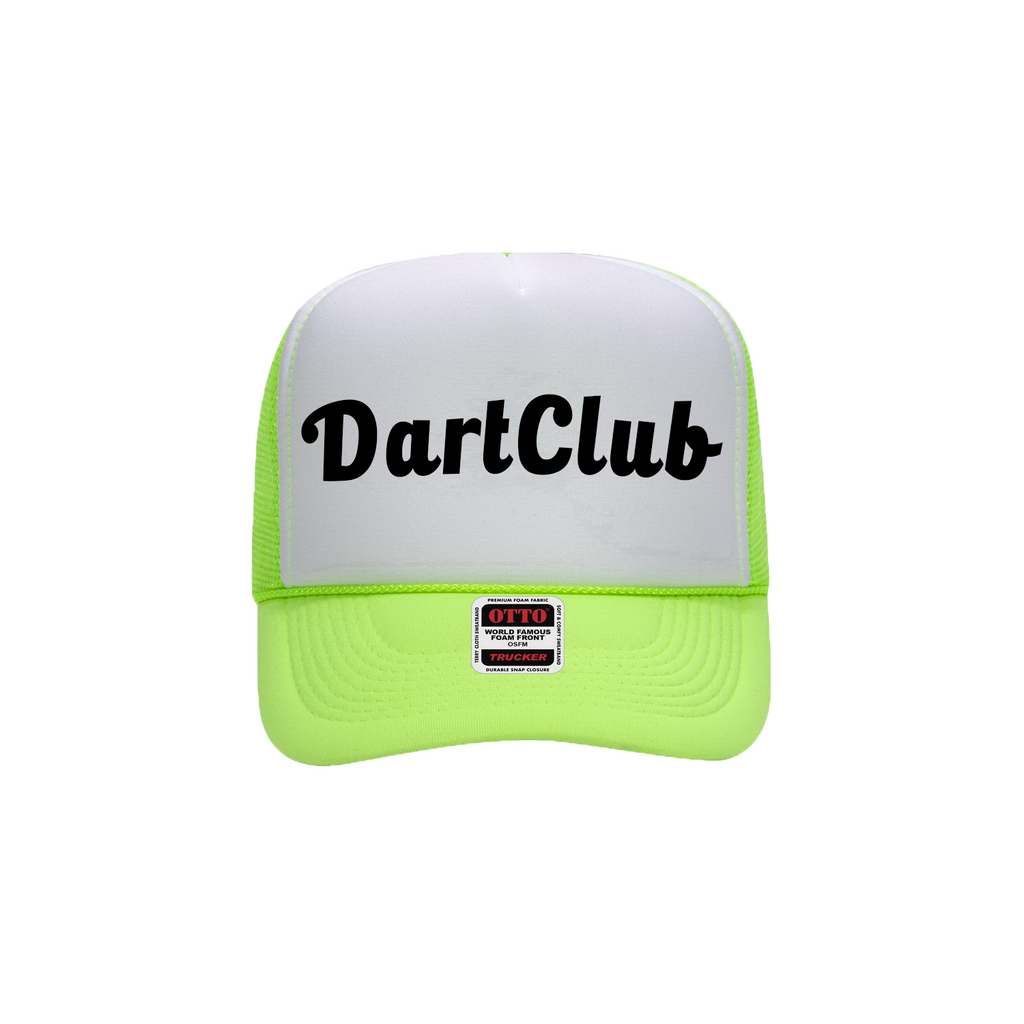 DartClub Trucker Hat in white - front view