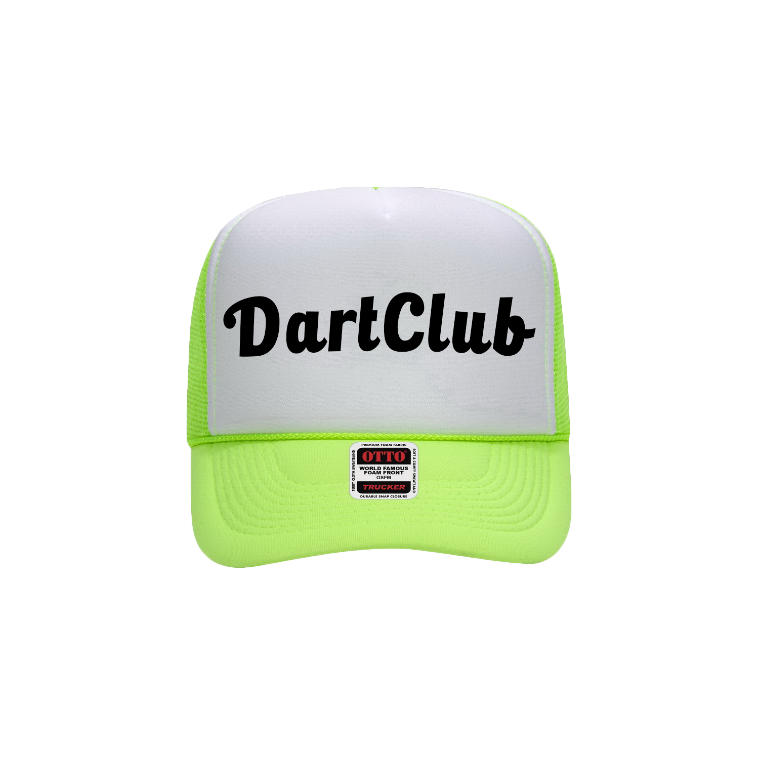 DartClub Trucker Hat in white - front view