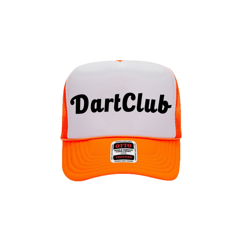 DartClub Trucker Hat in white - front view