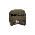 DartClub Trucker Hat in olive camo - front view
