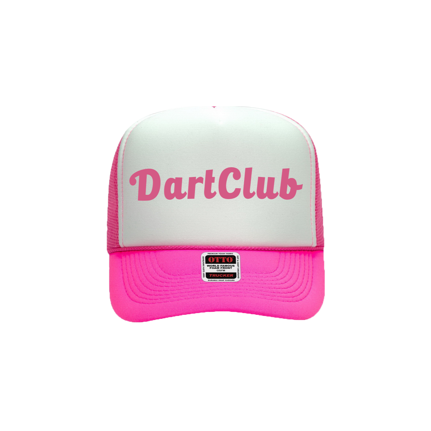 DartClub Trucker Hat in white - front view