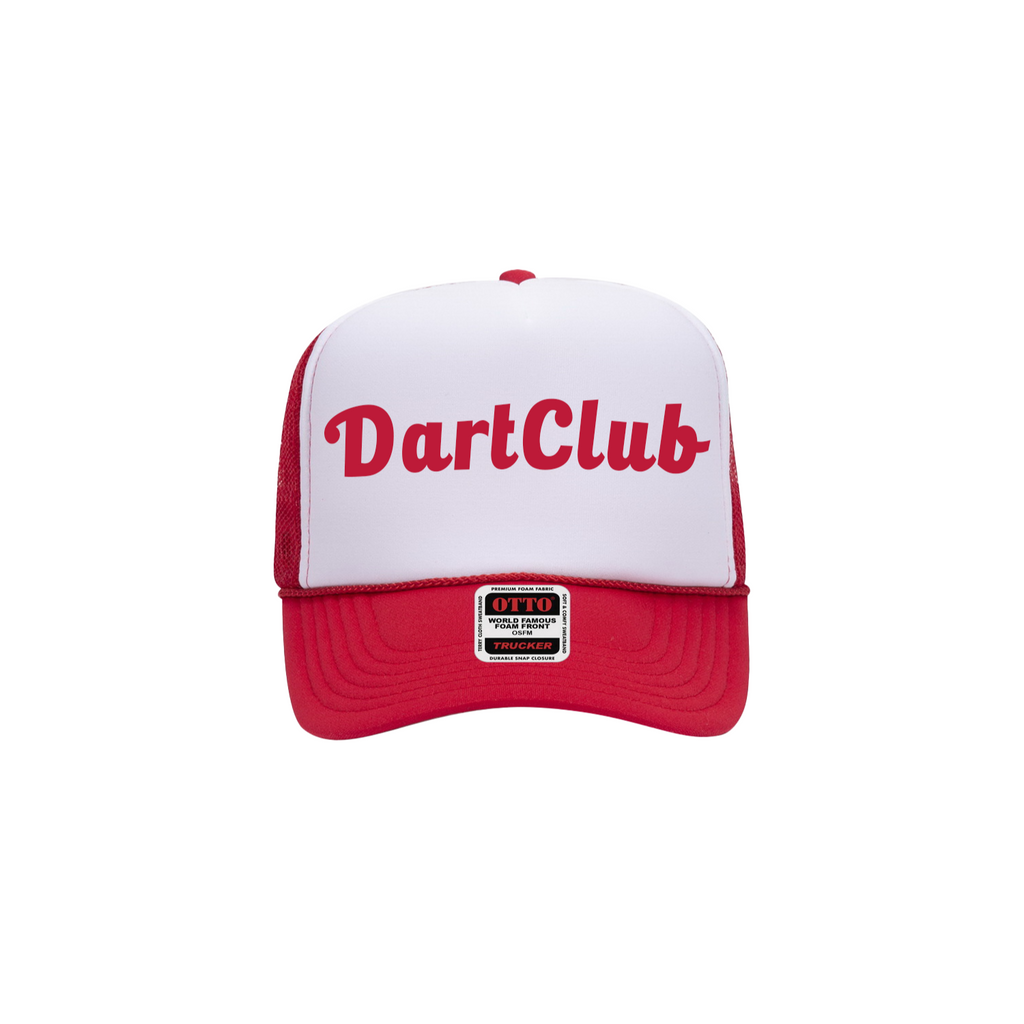 DartClub Trucker Hat in white - front view