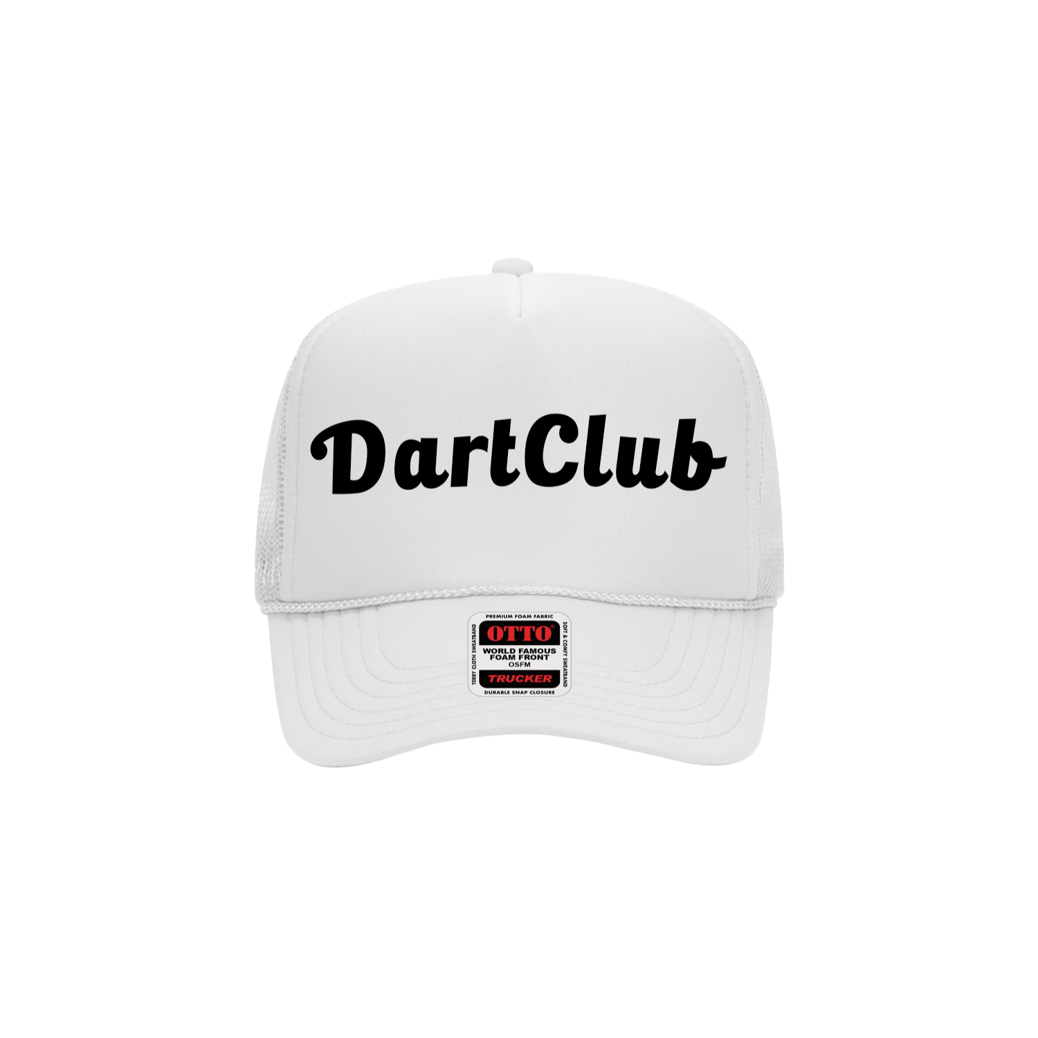 DartClub Trucker Hat in white - detail view