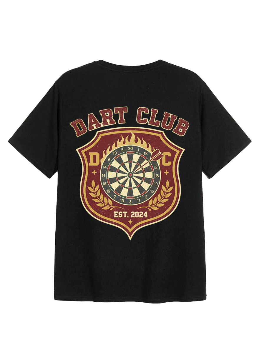 DartClub Collegiate Crest Tee in black - detail view